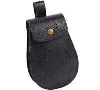 KMGDM Marsupio medievale in finta pelle, portatile, stile rinascimentale, portamonete e dadi per cosplay di LARP, Halloween, Nero , 22x13cm