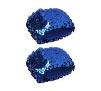 KMGDM Popolare polsini senza dita paillettes Oversleeves Elastico Braccio Manicotti Polso Polsini Coperture per Danza Evento Dressingup, 5 file di blu reale, Width 4.5cm