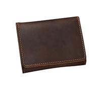 KMGDM Portafoglio corto in pelle PU vintage per biglietti da visita organizzato per professionisti e imprenditori, Colore caffè., 10x2.5x8cm, come da immagine