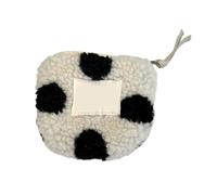 KMGDM Portamonete a forma di cuore in peluche per le donne con chiusura a cerniera morbido auricolare Strorage Bag Portable Makeup Pouch, Peluche Sfondo Bianco Pois, 10x9cm, come da immagine