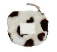 KMGDM Portamonete a forma di cuore in peluche per le donne con chiusura a cerniera morbido auricolare Strorage Bag Portable Makeup Pouch, Peluche Piccolo Cuore Bianco, 10x9cm, come da immagine