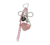 KMGDM Punk argento perline archi fascino a forma di cuore borsa accessorio moda borsa ciondolo casual portachiavi per gli amanti degli stili scuri