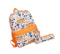 KMGDM Set di zaino e portapenne, pratico zaino per la scuola per ragazzi e ragazze, con grande capacità e tracolla regolabile, Arancione Re, 26x12x37cm, come da immagine
