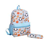 KMGDM Set di zaino e portapenne, pratico zaino per la scuola per ragazzi e ragazze, con grande capacità e tracolla regolabile, Blu lago, 26x12x37cm, come da immagine
