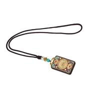 kmgfsd Collana Thangka tibetana intagliata a mano con ciondolo in legno di ebano con accento in rame, per espressione culturale, amuleto buddista, One Size, come descritto, come descritto