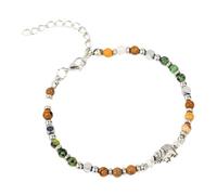 kmgfsd Elegante braccialetto regolabile con ciondolo a forma di elefante, perline turchesi, lunghezza totale 21 cm, regalo spirituale con elefante africano turchese, Misura unica, come descritto