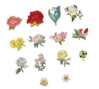 kmgfsd Toppe ricamate a forma di rosa, adatte ai bambini, 14 pezzi, termoadesive in tessuto, per trasferirsi in tessuto e artigianato familiare