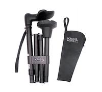 KMINA Bastone per Anziani Ergonomico (Pieghevole, Impugnatura Destra), Leggero da Passeggio, Manico Comodo ed Elegante, Ideale per Uso Quotidiano, Nero