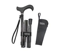 KMINA Bastone Pieghevole per Anziani in Fibra di Carbonio, Regolabile, Leggero, Elegante per Donna e Uomo, Passeggio Nero - KMINA PRO