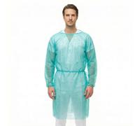 KMINA Camice Monouso Ospedaliero (200 unità, 10 pacchi da 20) Polipropilene 20g, Maniche Lunghe con Elastici, 115 x 127 cm Verde per Ospedale e Clinica