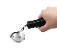 KMINA Cucchiaio Storto per Anziani e Disabili (Bilaterale, Angolo Regolabile), Pieghevole, Storto, Ergonomico per Disfagia e Parkinson