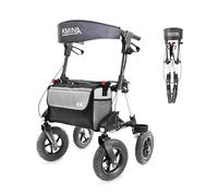 KMINA - Deambulatore per Anziani 4 Ruote Grandi da Esterno, Rollator Deambulatore con Seduta, Ruote Pneumatiche, Struttura Robusta - KMINA PRO