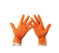 KMINA - Guanti Nitrile Diamante L (x1 Pack 50 unità), Monouso Senza Polvere, Meccanico Resistenti, Arancioni (Senza Latex)
