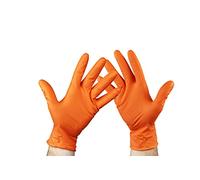 KMINA - Guanti Nitrile Diamante M (x1 Pack 50 unità), Monouso Senza Polvere, Meccanico Resistenti, Arancioni (Senza Latex)
