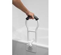 KMINA - Maniglia Accesso Vasca Imbottita, Maniglione Anziani, Manico Grigio, Bordo Liscio (9 cm)