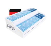 KMINA - Porta Pillole Settimanale a 7 Scomparti (2 dosi al giorno), Tedesco, Mattina e Sera, Grande Capacità, Giornaliera, Brevettato