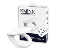 KMINA Rialzo WC per Anziani (Altezza 5 cm) con Copriwater a Chiusura Ammortizzata, Materiale Duroplast, Compatibile con WC Standard, Bianco