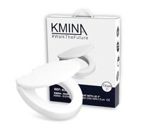 KMINA Rialzo WC per Anziani (Altezza 7,5 cm) con Copriwater a Chiusura Ammortizzata, Compatibile con WC Ovali Standard, Materiale Duroplast, Fissaggio Posteriore, Bianco