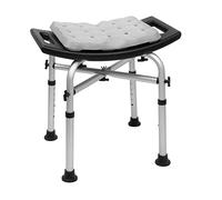 KMINA - Sgabello Doccia Anziani (150 Kg) con Doppia Traversa Rinforzata, Cuscino, Regolabile, Nero, Montaggio Senza Utensili - Made in Europe