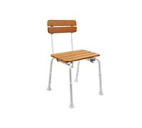 KMINA - Sedia Doccia Anziani, Effetto Legno, Sgabello, Sedile Vasca Antiscivolo, Regolabile, Disabili