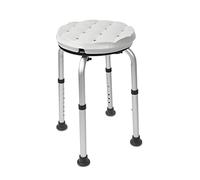 KMINA Sgabello Doccia Anziani Rotondo (100 Kg, Regolabile), con Cuscino Impermeabile, Sgabello da Bagno Antiscivolo per Disabili e Anziani - Made in Europe