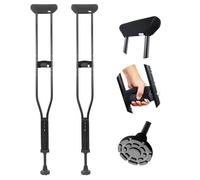 KMINA Stampelle Ortopediche Regolabili Ammortizzate (x2 Unità, Taglia M), Ascellari Antiscivolo per Anziani o Disabili - Made in Europe