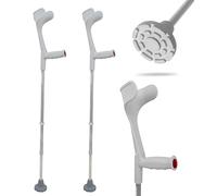 KMINA - Stampelle Ortopediche Regolabili (x2 unità), Coppia Canadesi Antiscivolo, Leggere in Alluminio, Grigio - Made in Europe