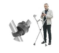 KMINA Supporto Magnetico per Stampelle, Clip di Giunzione Anticaduta per 2 Stampelle Regolabile con Anelli in Gomma, Viti e Chiave a Brugola Incluse - Prodotto in Europa