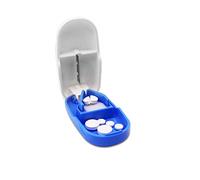 KMINA Taglia Pillole di Precisione con Lama in Acciaio, Bianco | Divide le Compresse a Metà, Scomparto Porta Medicine Integrato, 83 x 44 x 23 mm, Portatile da Viaggio e Borsa, Anziani