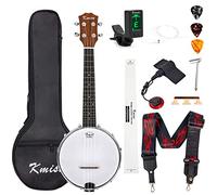 Kmise Banjolele da concerto, 58,9 cm Sapele 4 corde, mini banjo Ukulele, portatile, con custodia, accordatore, cinghia per banjo, corde, pickup piezoelettrico, plettri, righello, chiave, ponte, kit