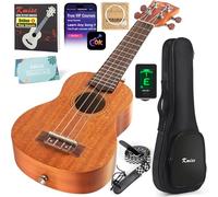 Kmise Soprano Ukulele Starter Kit 21 pulgadas Ukelele de caoba para principiantes con funda de sintonizador Correa de sintonizador Folleto de instrucciones
