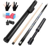 Kmise Stecca da biliardo da 58 '' 567 g, con prolunga in fibra telescopica, set professionale in acero canadese fatto a mano, con custodia per stecca da biliardo in pelle, gesso e guanti. (modello 2)