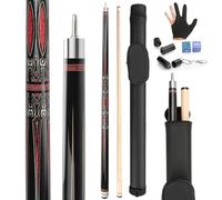 KMISE Stecca da biliardo professionale con custodia rigida, 147,3 cm, kit per stecca da biliardo per adulti, perfetto per sale giochi domestiche, bar e sale da biliardo (538,6 g, nero)