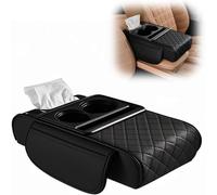 KMJGQWSC Copri Console Bracciolo Auto per Nissan Sunny 2011-2018,Multifunzionale con Portabicchieri Organizer Interno per Auto,A-Black