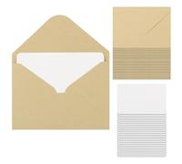 KMKANPO 25 Mini Buste Kraft 70x100 mm con 25 Carte di Carta Bianca, Buste per Cartoline e Biglietti di Ringraziamento