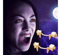 Kmljoee 3 paia di zanne realistiche retrattili da vampiro zombie, non graffiano le gengive, apparecchio per denti finti raccapriccianti riutilizzabile