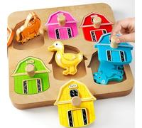 KmmiFF Puzzle in legno 1 anno, animale della fattoria, giocattolo in legno, gioco di abilità motorie, gioco educativo, giocattolo per bambini, giorno del grembiule, Pasqua, regalo per ragazze, ragazzi
