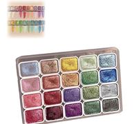 KmoNo Set Acquerello Metallizzato, 20 Colori Glitterati, Tavolozza Perlescente per Amanti Della Pittura (B,1ml)