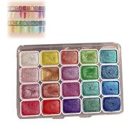 KmoNo Set Acquerello Metallizzato, Pittura Solida ad Acquerello Glitterata da 20 Colori, Tavolozza di Pittura ad Acquerello Perlescente per Gli Amanti Della Pittura (A,1ml)