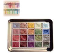 KmoNo Set Acquerello Metallizzato, Pittura Solida ad Acquerello Glitterata da 20 Colori, Tavolozza di Pittura ad Acquerello Perlescente per Gli Amanti Della Pittura (B,2.3ml)