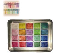 KmoNo Set Acquerello Metallizzato, Pittura Solida ad Acquerello Glitterata da 20 Colori, Tavolozza di Pittura ad Acquerello Perlescente per Gli Amanti Della Pittura (A,2.3ml)