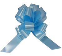 KMOSO Fiocchi Decorativi Preformati con Nastro Bianco, Larghezza 3 cm, Diametro 12 cm, Cinturino 130 cm, Blu Cielo, Confezione da 50 Pezzi per Eventi Formali