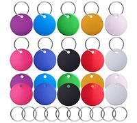 KMOSPAD 20 targhette rotonde in alluminio da 25 mm, con incisione, con foro e 20 portachiavi, per fai da te, decorazioni, gioielli, 10 colori