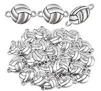 KMOSPAD 50 ciondoli a forma di pallavolo in argento anticato, in lega vintage, a tema sportivo, per braccialetti fai da te, gioielli, regali per giocatori di pallavolo