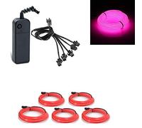 Kmruazre Driver Di Illuminazione Per Tubi a Luce Al Neon El Wire Con 3 Modalità El Multi Wire Colors Per La Decorazione Di Pub Per Matrimoni Per Feste Di Natale (5x1m, Rosa)