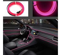 Kmruazre Kit Luci Per Auto Al Neon 2M/6FT Interni Led El Wire Strip Tube Rope Neon Glow Light Line Decorazione Luci Al Neon Per Auto Flessibile 8 Colori Campeggio(Rosa)