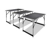 KMTNERVG 3 tavolini da tappezzeria, pieghevoli, regolabili in altezza | Piano del tavolo in MDF nero, struttura in ferro e alluminio, portata 30 kg, altezza 73-94 cm