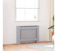 KMTNERVG Copertura per termosifone, 2 pezzi, grigio, 112 x 19 x 81,5 cm, in | Impermeabile, lamelle verticali per la distribuzione del calore, scaffale piatto per decorazione, facile da pulire
