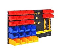 KMTNERVG Organizer per attrezzi da parete, versatile scaffale da parete con contenitori, ganci e supporti per officina, garage e capanno in plastica resistente