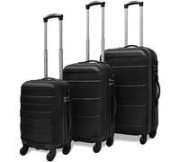 KMTNERVG Set di 3 valigie rigide in ABS nero con serrature di sicurezza, 45,5/55/66 cm, con manico telescopico, due maniglie per il trasporto e quattro ruote a 360 gradi, Nero , 1 & 4, Classico
